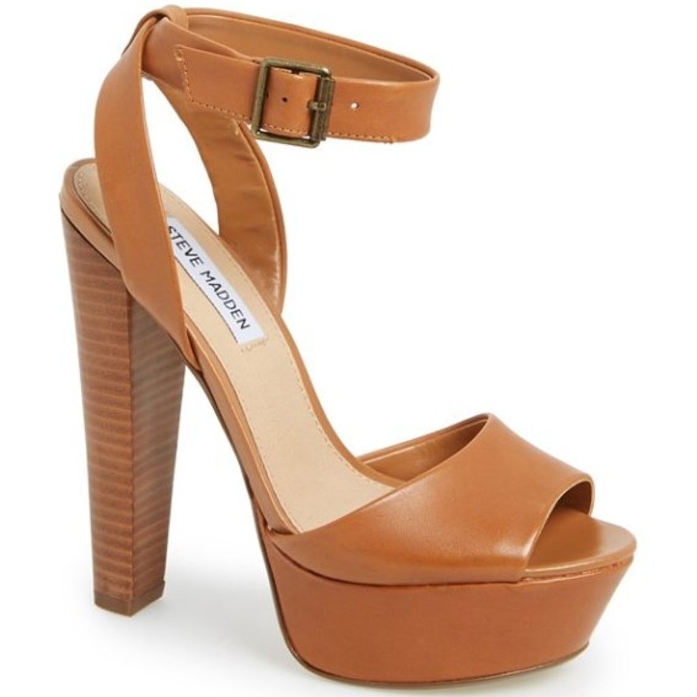 Steve Madden Gingeer Leather Platform Heel Sandal